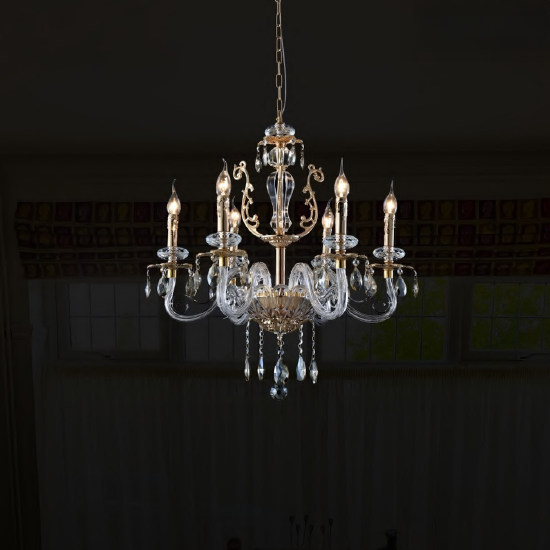 French Gold with Crystal Lamp